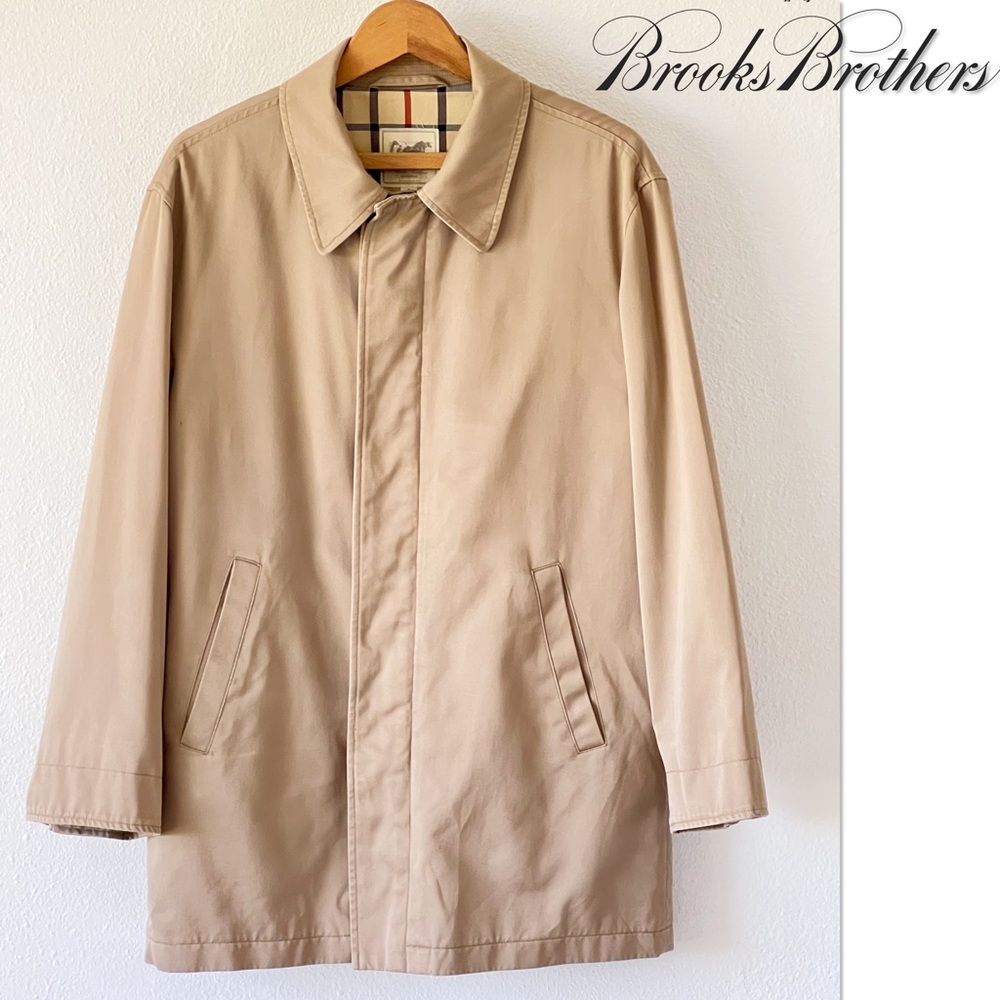 Vintage Brooks Brothers Khaki Beige Cotton Trench Coat
